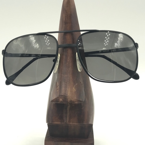 VINTAGE ARTCRAFT AVIATOR BLACK METAL SUNGLASSES - Picture 1 of 6